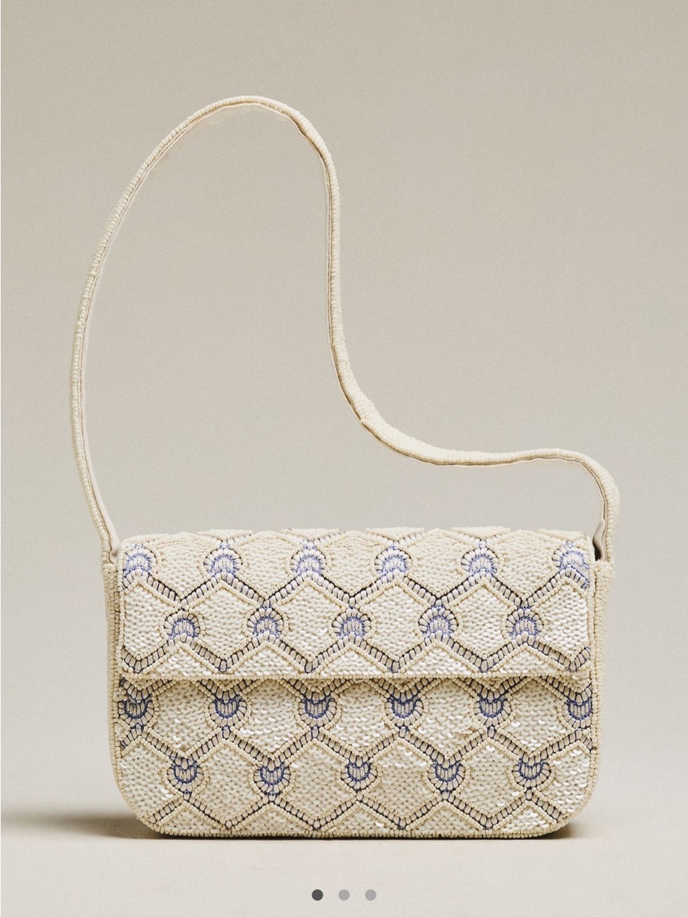 Anthropologie Beaded Cream Shoulder Bag
